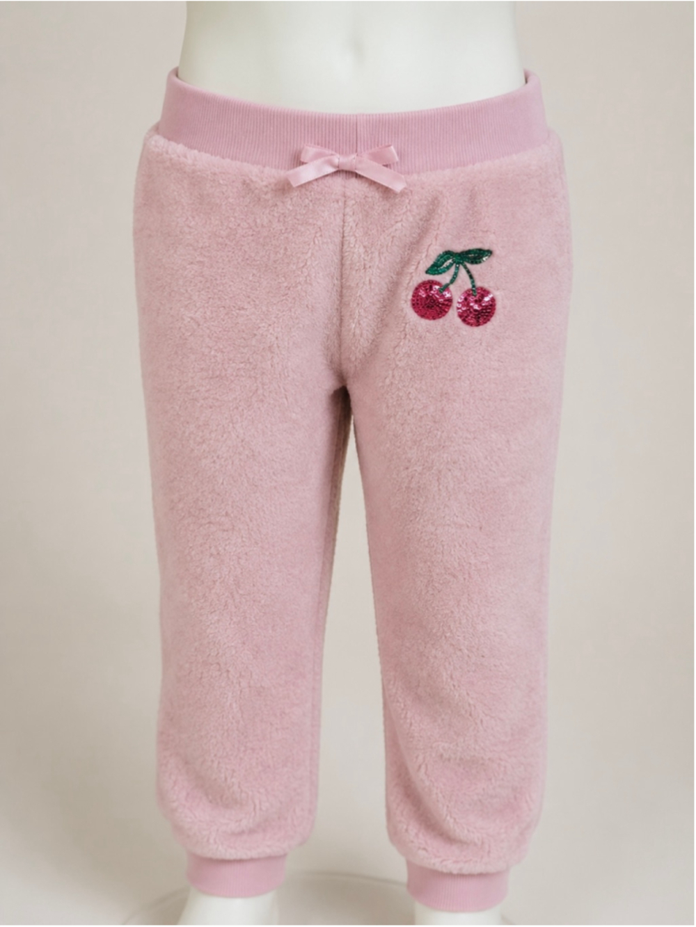Derek Heart Girls Pink Cherry Sequin Sherpa Fleece Sweatshirt & Jogger Set - Picture 9 of 12